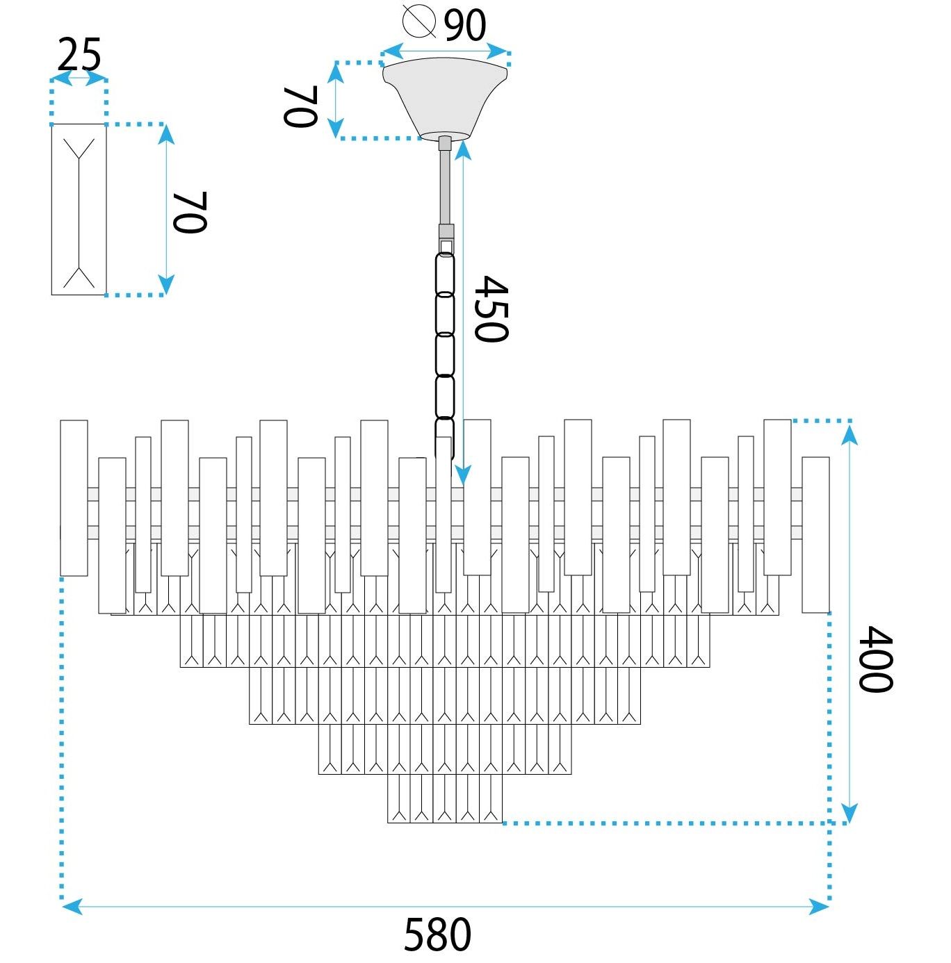 Lampada Cristal G052-cp 60cm Gold