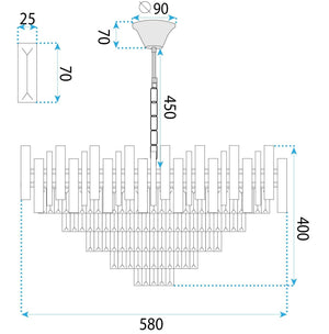 Lampada Cristal G052-cp 60cm Gold