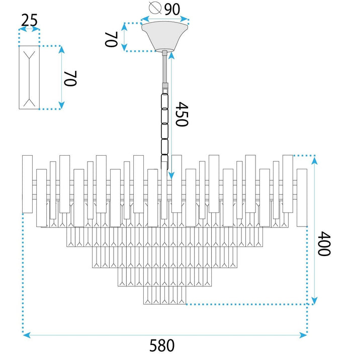 Lampada Cristal G052-cp 60cm Gold