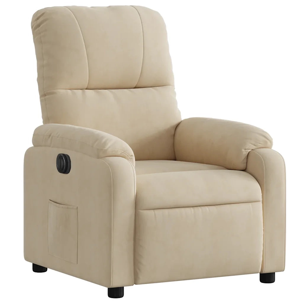 Poltrona Reclinabile Elettrica Crema in Tessuto di Microfibra 3204919