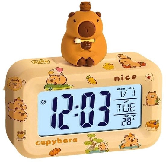 Orologio intelligente da parete, orologio digitale per ragazzi e ragazze, orologio da scrivania, sveglia per studenti, alimentato da batterie, modello: Capybara, codice prodotto: 12345, funziona con Wi-Fi, compatibile con Amazon Alexa e Google Assistant