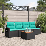 Salotto da Giardino-Set Divani da Giardino 5 pz con Cuscini Nero in Polyrattan 275371