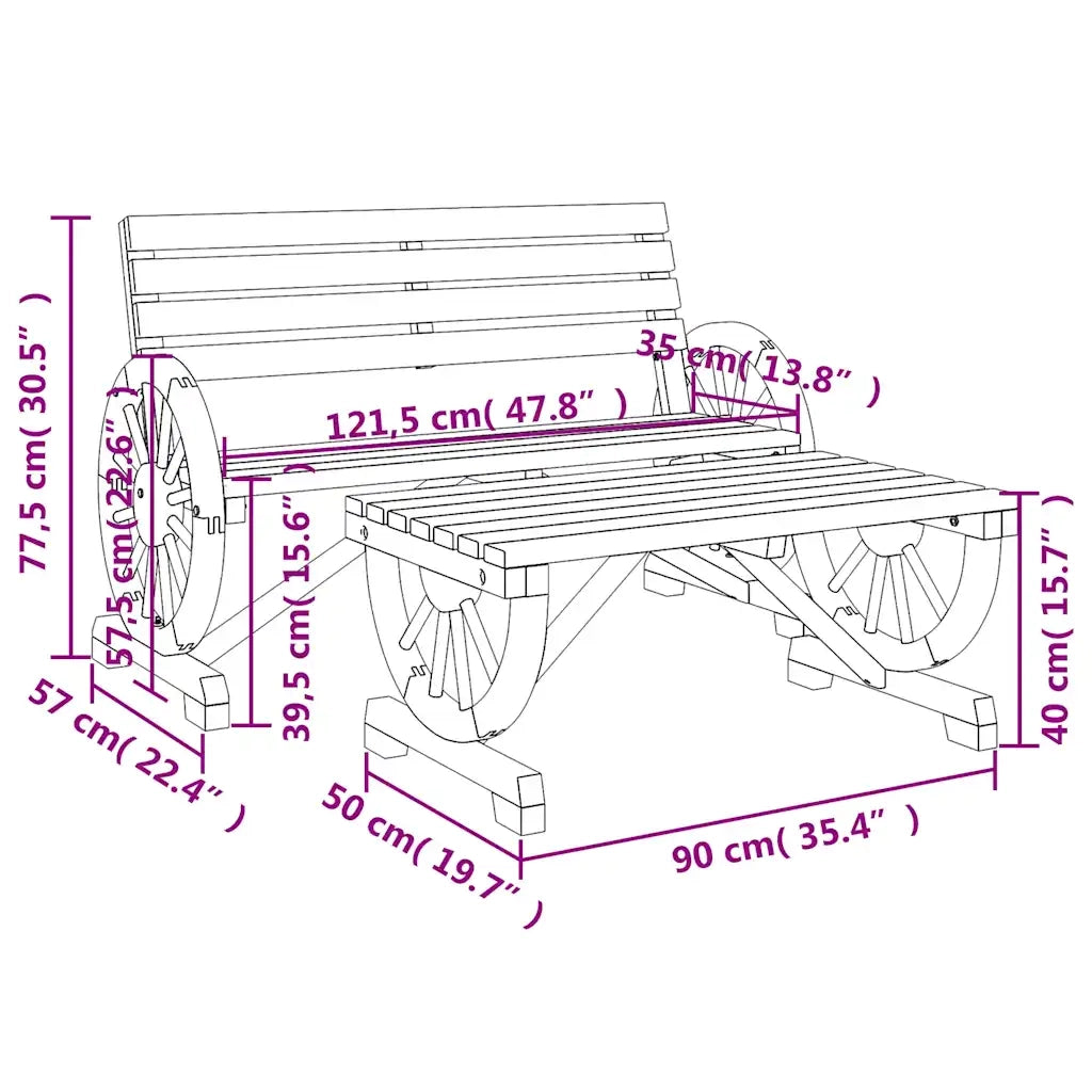 Salotto da Giardino-Set Salotto da Giardino 2 pz in Legno Massello di Abete 772364
