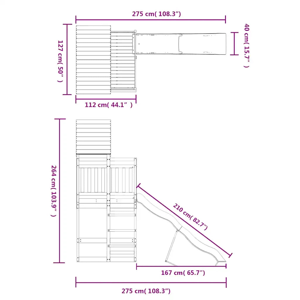 Set da Gioco da Esterno in Legno Massello di Pino 3157012