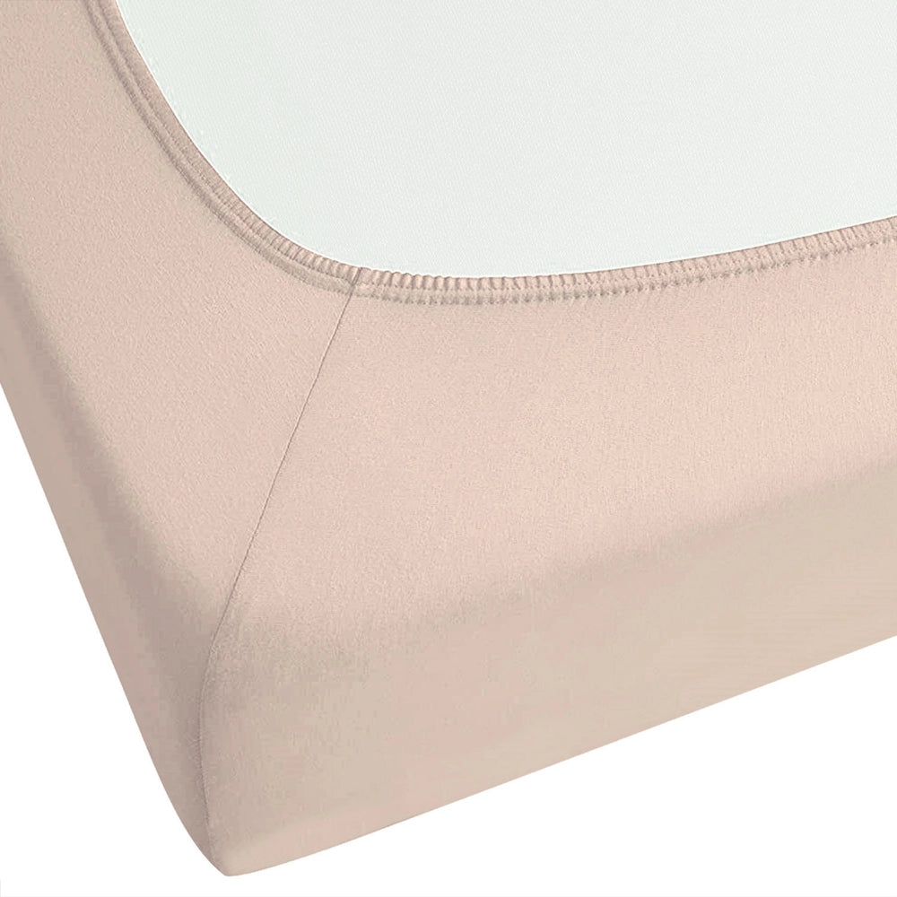 Lenzuolo con angoli cotone beige 180 x 200 cm coprimaterasso elasticizzato modello classico a tinta unita camera da letto classica