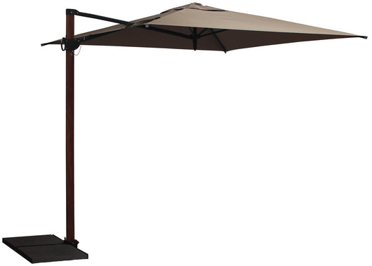 Ombrellone da Giardino Decentrato 2,5x2,5m Palo in Alluminio Effetto Legno Tessuto Poliestere Trend Wood Taupe