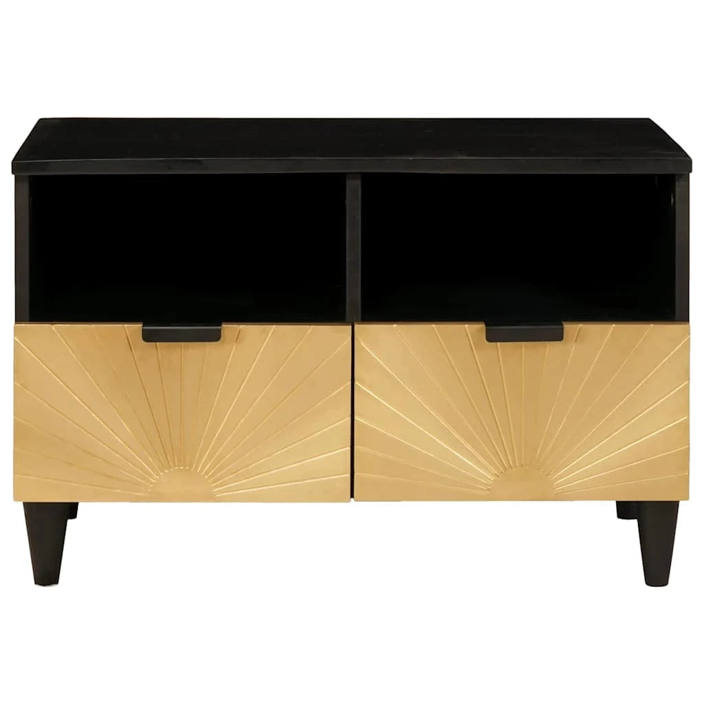 Mobile porta TV rettangolare moderno con pratico contenitore 70 x 33 x 46 cm in legno ingegnerizzato nero 02_0057757
