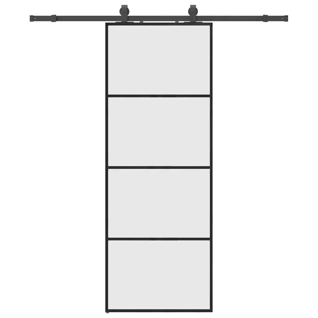 Porta Scorrevole con Ferramenta Nera 76x205 cm in Vetro ESG
