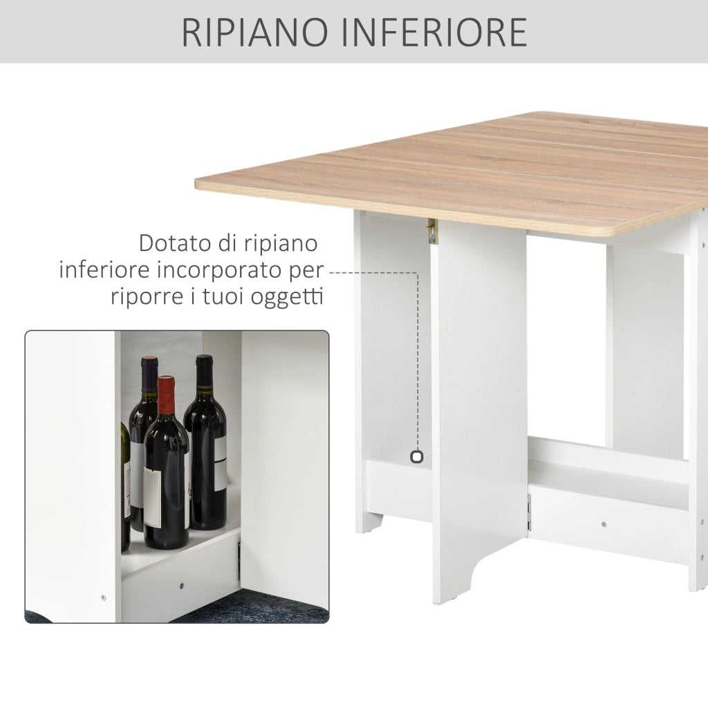 Tavolo Consolle a Ribalta con Mensola, Tavolino da Salotto Pieghevole