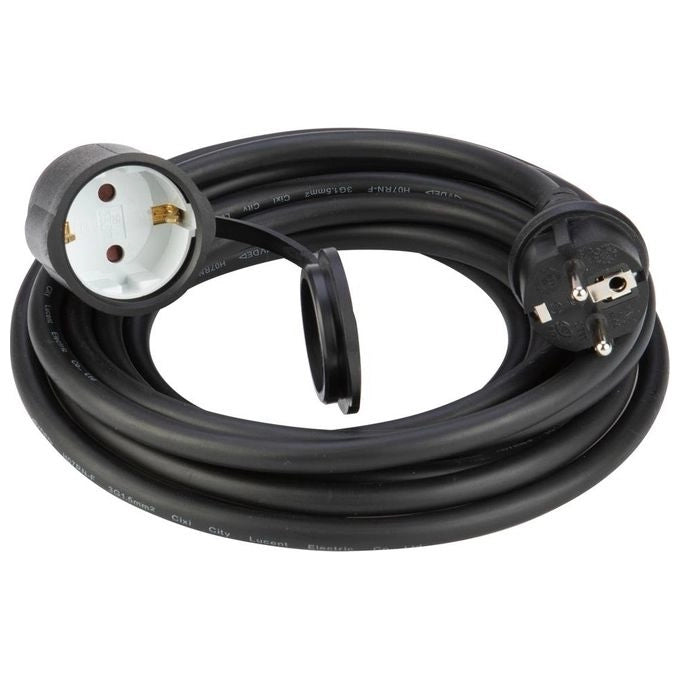 Poly Pool PP2627 Prolunga Elettrica Lineare 5 m IP44 Cavo H07RN-F 3x1.5mm² 16A 250V Schuko colore Nero