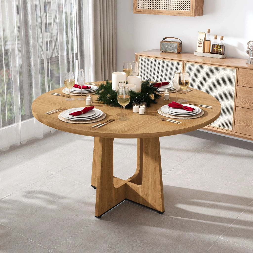 Tavolo rotondo ? 120 x 76 cm per 4-6 persone; con piedini regolabili; in MDF rovere
