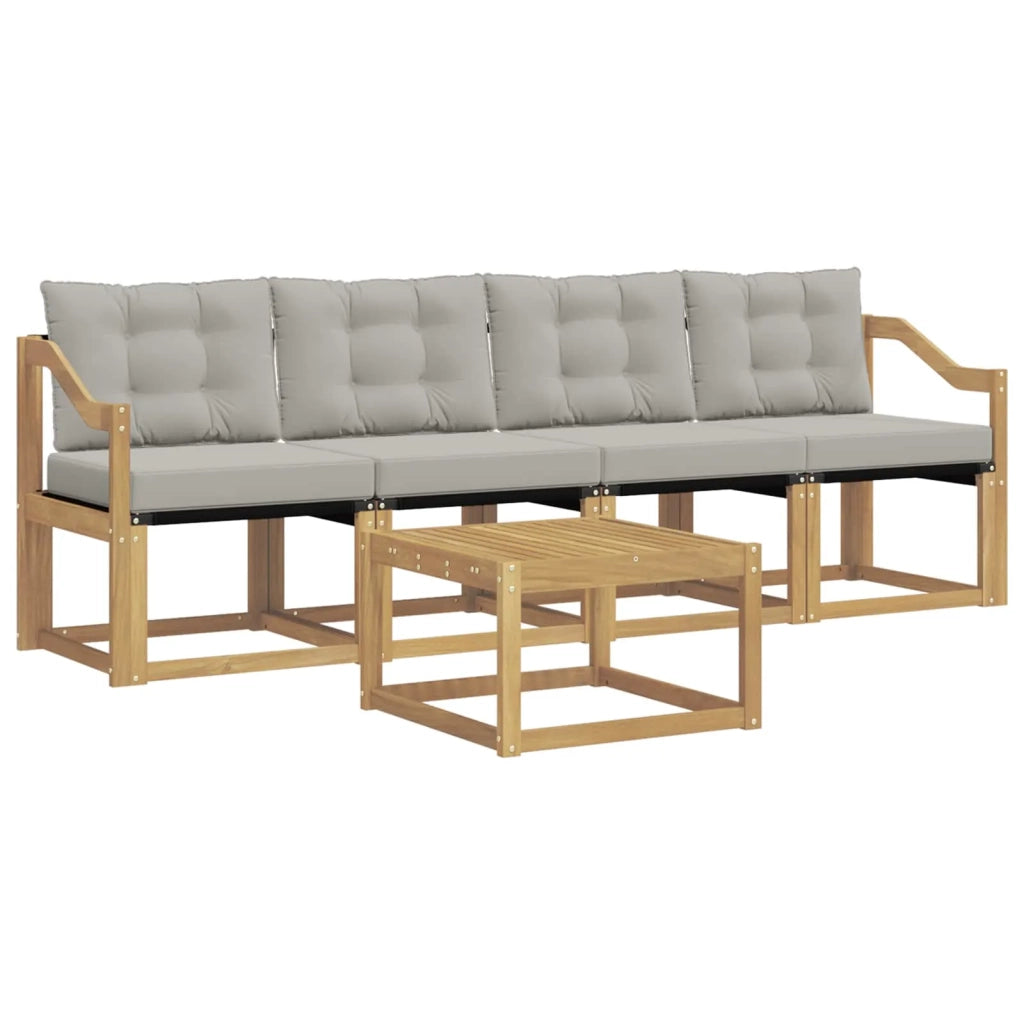 Set di divani da esterno 5 pz Bianco e Grigio Chiaro 3389197