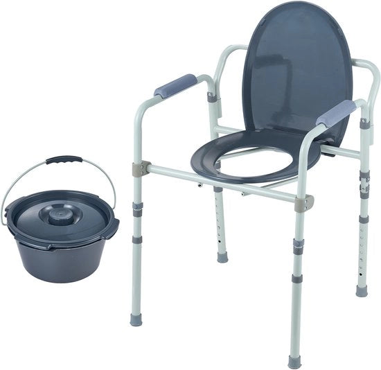 Sedia Idromassaggio, Bagno Notturno con Sede Amovibile, 7 Trappiste in Altezza Regolabili, 5,8 L Cassetta di Risciacquo, 158 Kg di Capacità di Carico, Montaggio Facile per Anziani e Adulti.