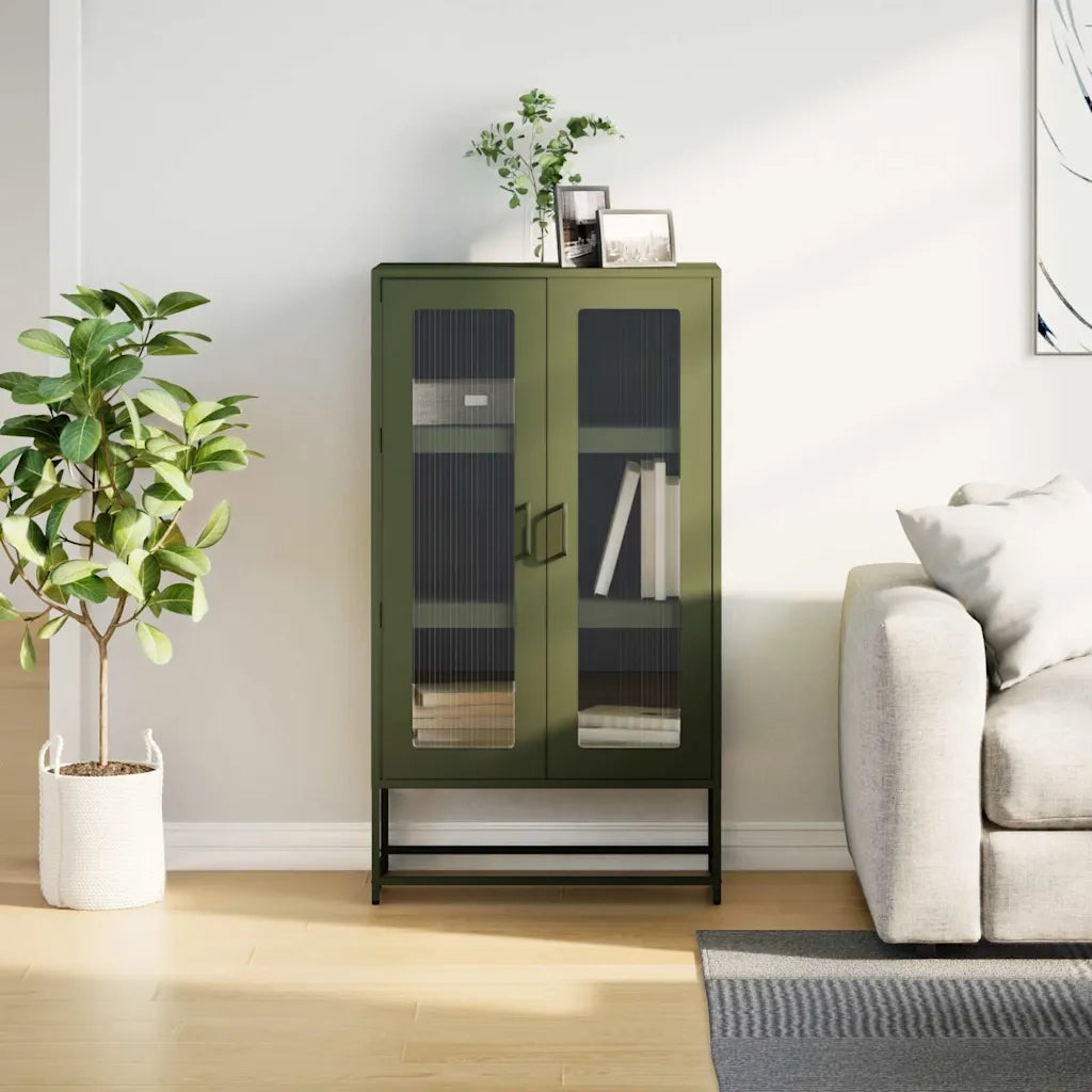 Credenza Verde Oliva 68x39x123 cm in Acciaio 853360
