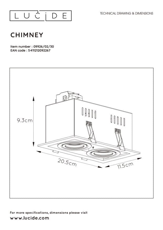 Lucide Chimney faretto soffitto doppio GU10 nero 09926/02/30