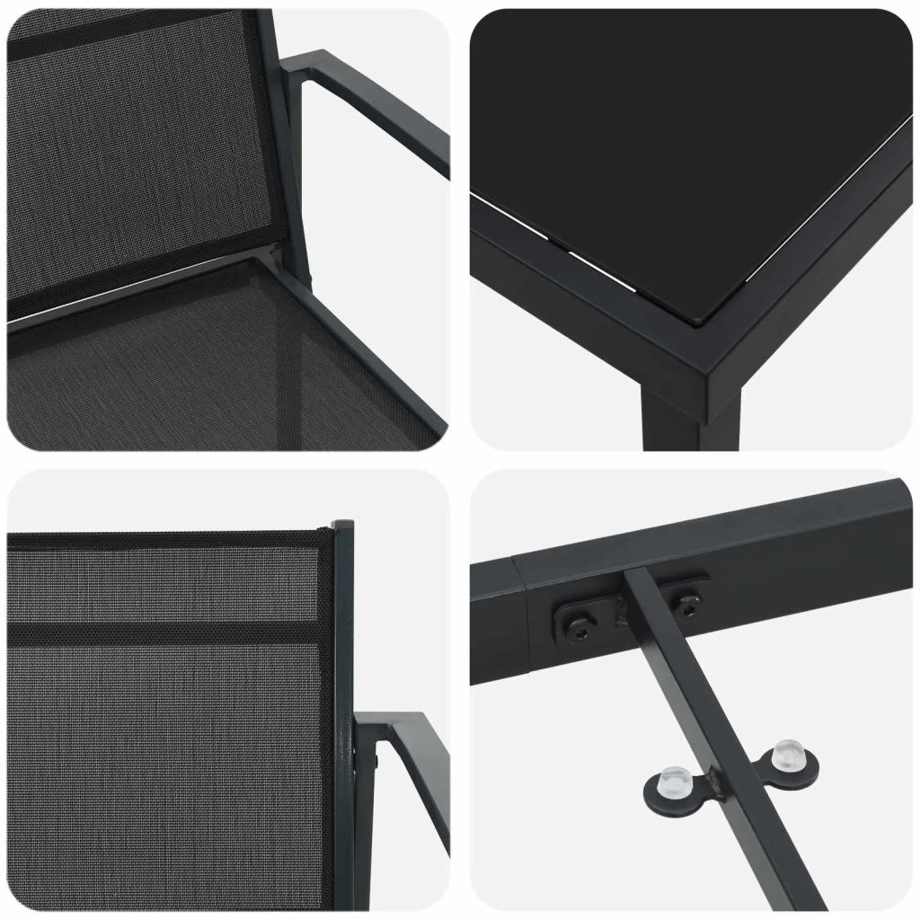 Set di Mobili da Esterno 9 pcs Nero e antracite Textilene 3422884