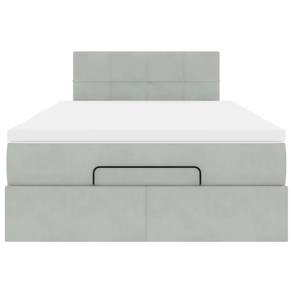 Pouf Letto con Materasso Grigio Chiaro 120x190 cm in Velluto 3311759