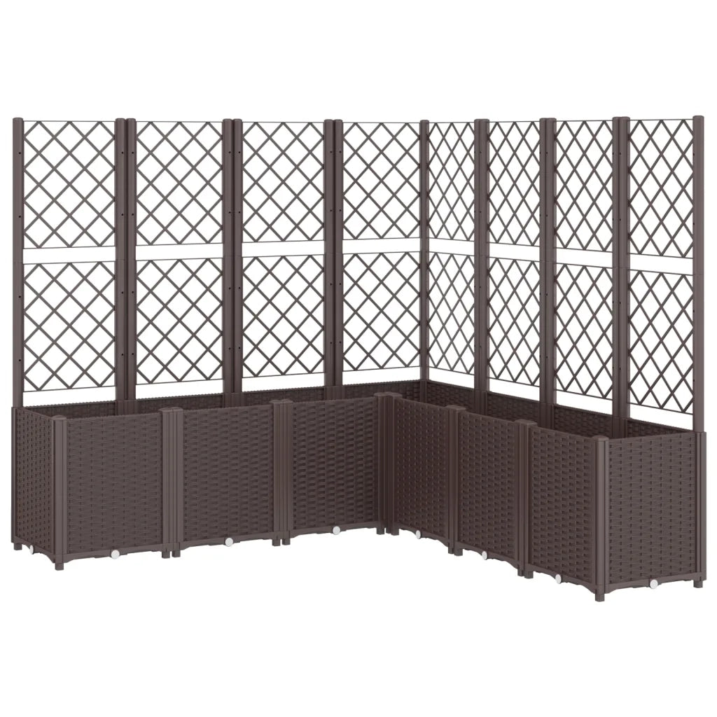 Fioriera | Cassetta per fiori | Vaso da Giardino con Traliccio Marrone 160x160x140 cm in PP
