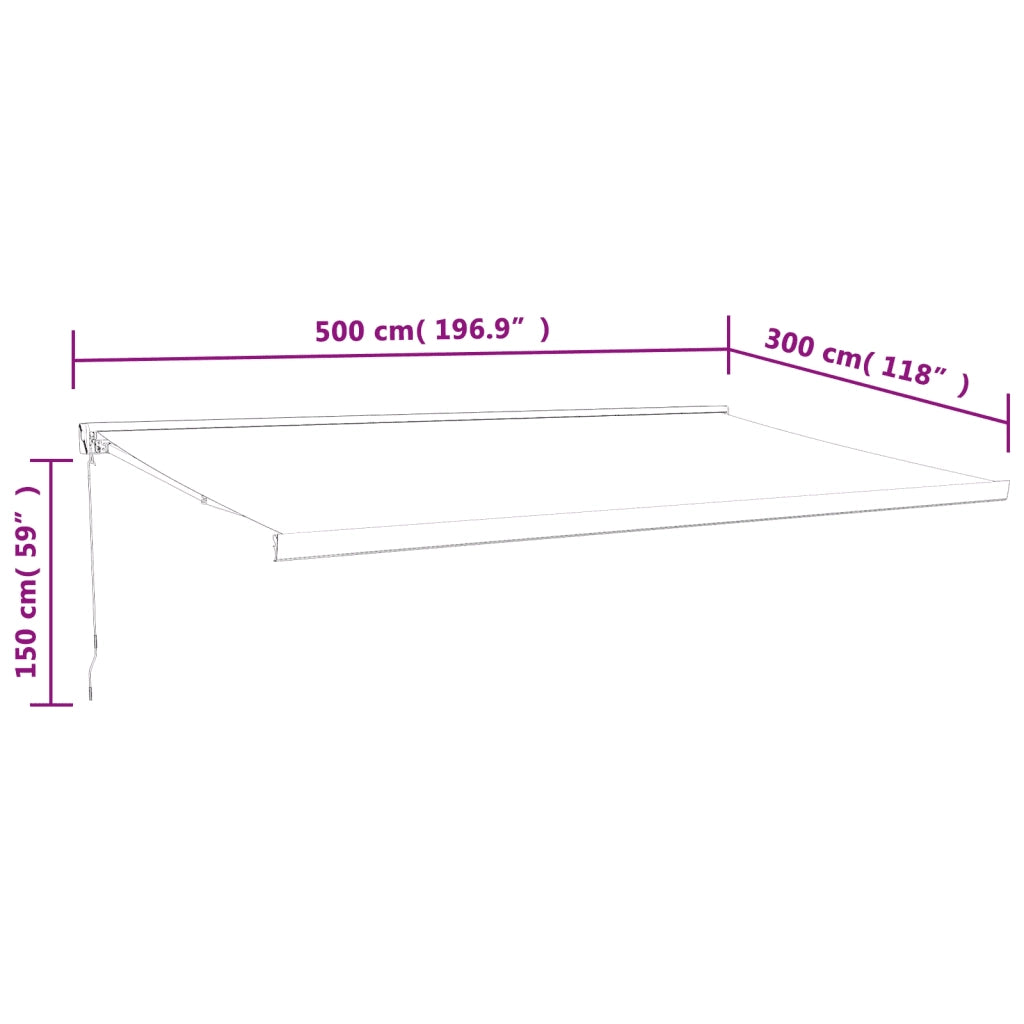 Tenda da Sole Retrattile Blu e Bianca 5x3 m Tessuto e Alluminio 3154525