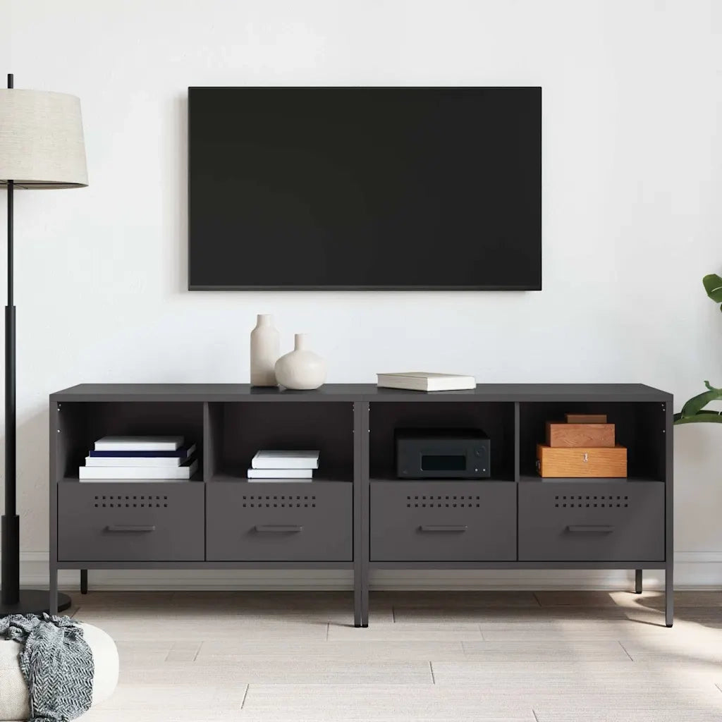 Mobili TV 2pz Neri 68x39x50,5 cm in Acciaio