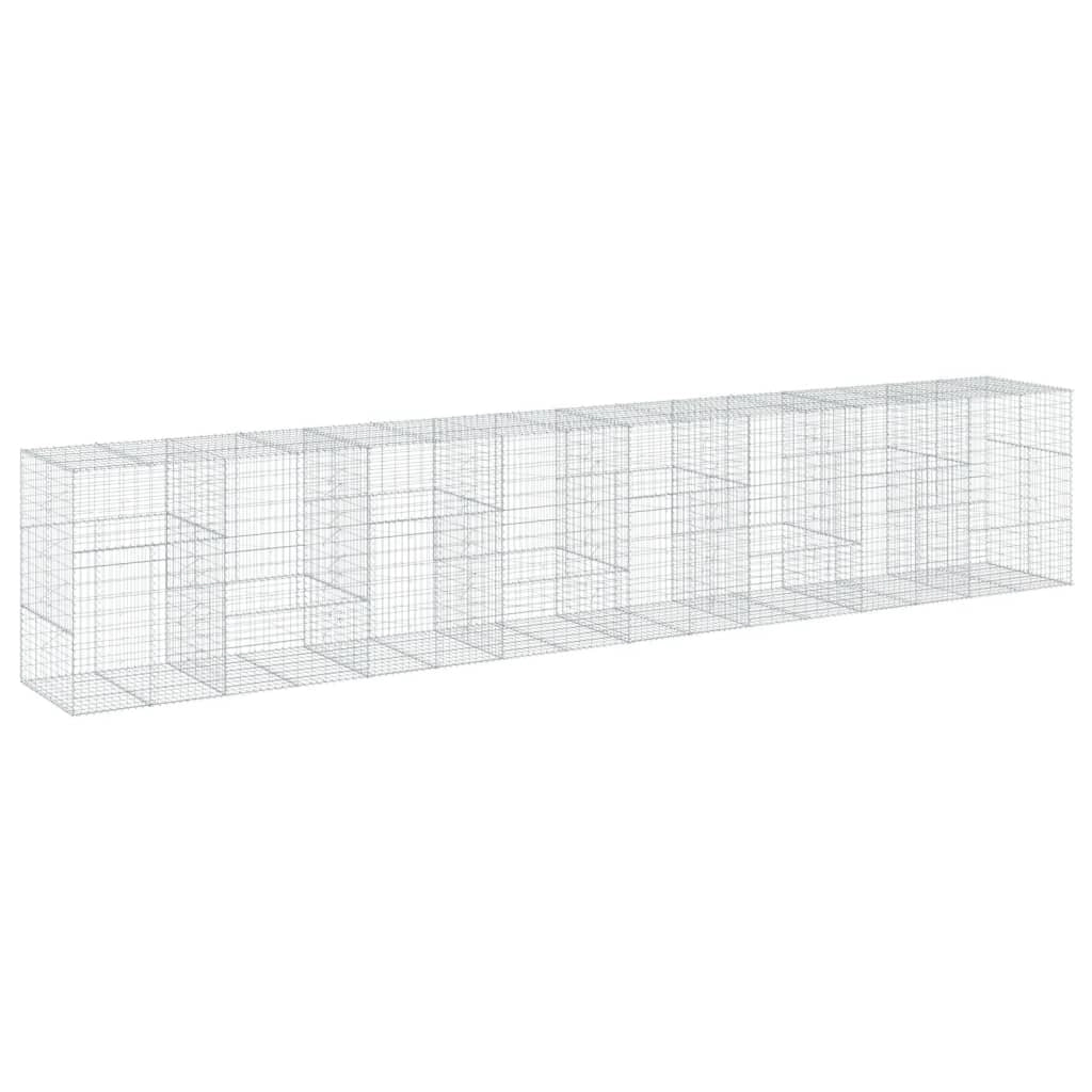 Gabbione recinto a gabbia muro di contenimento con coperchio 800 x 100 x 150 cm ferro zincato argento 02_0040200