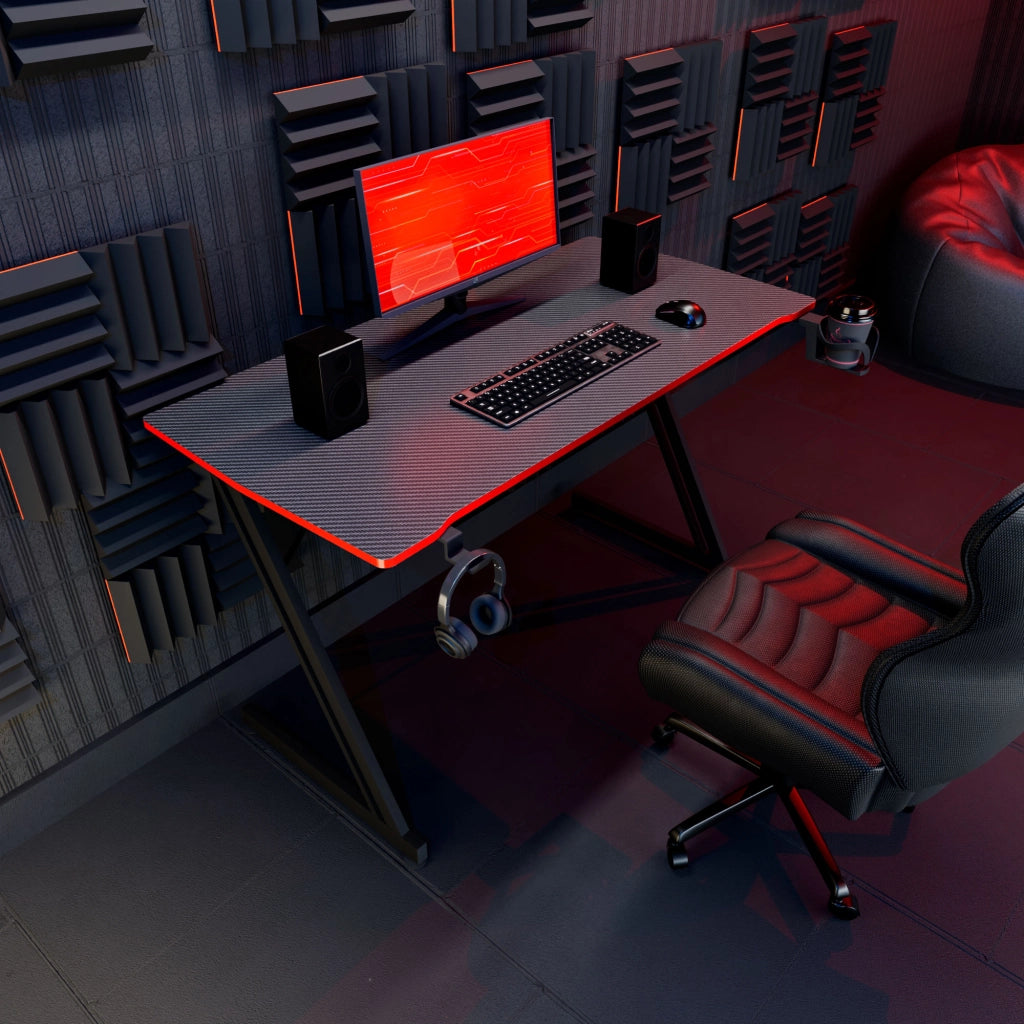 Spector - Scrivania da Gaming 120x60x76 cm in MDF e Metallo Nero