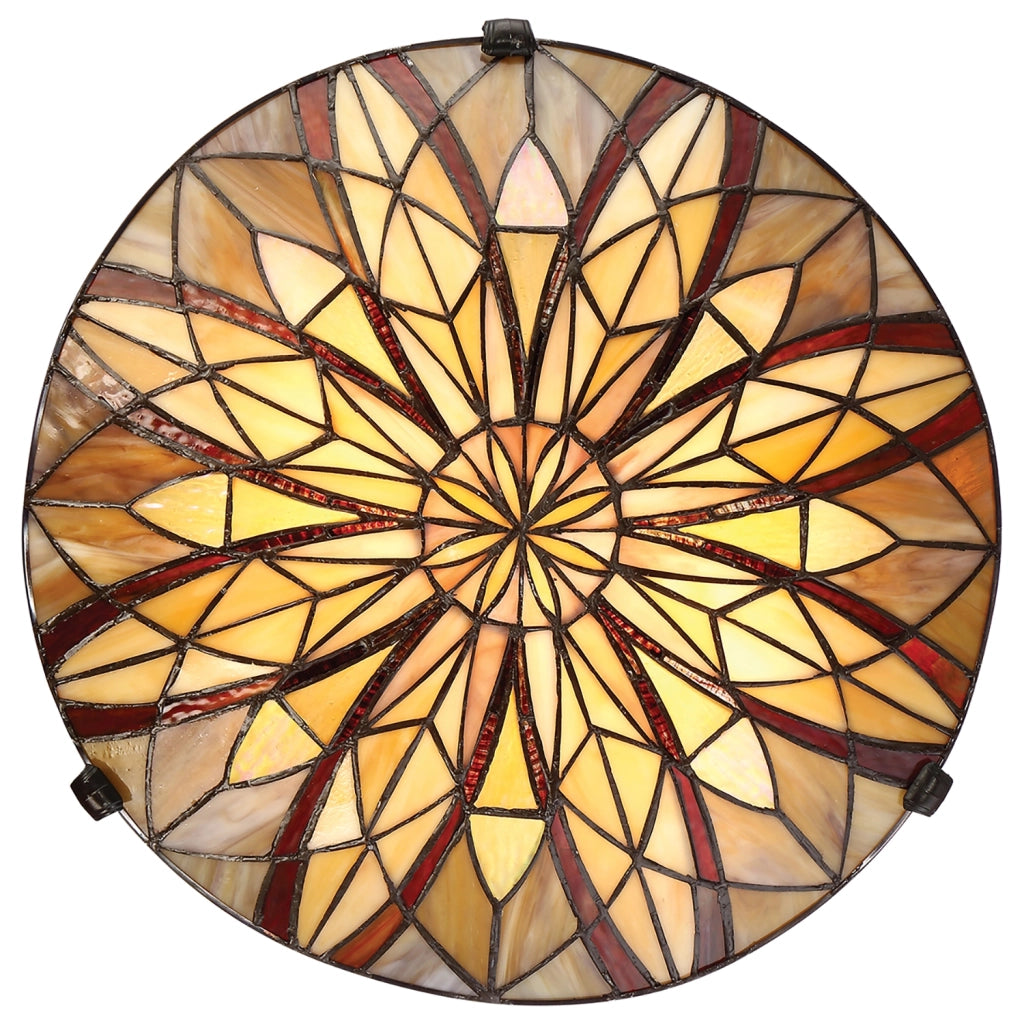 Lampada a Soffitto Tiffany Victory Vetro Bronzo Valiant 2 Luci E27