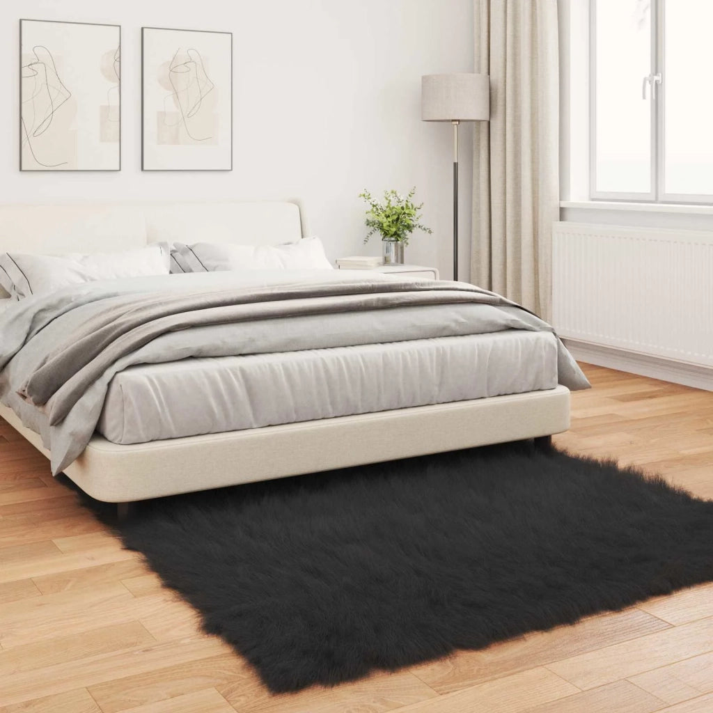 Tappeto in finta TAFALLA Nero 120 x 120 cm Poliestere