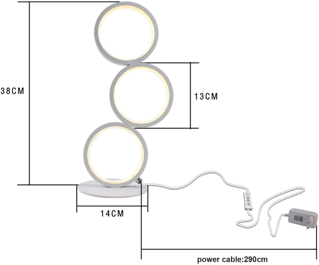 ZMH Lampada da tavolo LED moderna anello alluminio notte decorativa per comodino camera letto