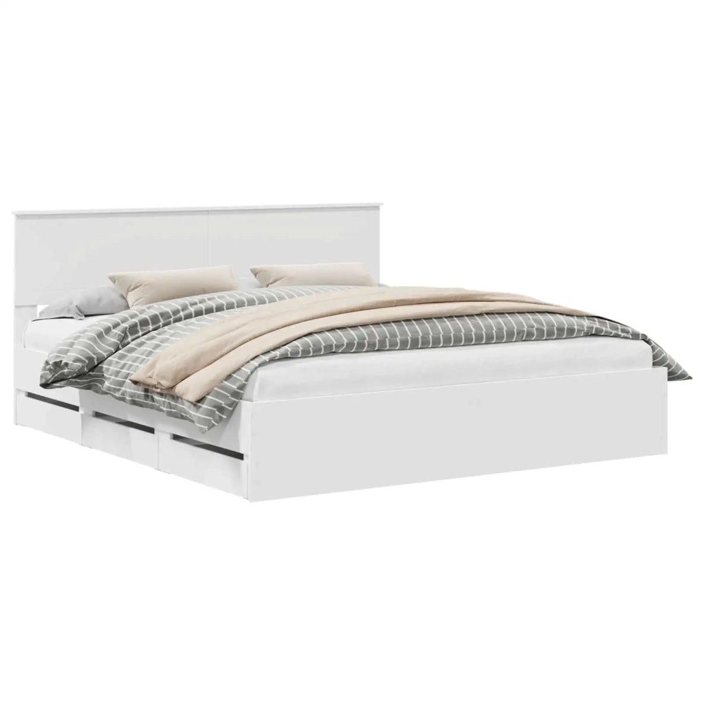 Struttura del letto-Giroletto-Rete del Letto Bianco 180 x 200 cm Legno Ingegnerizzato 991752