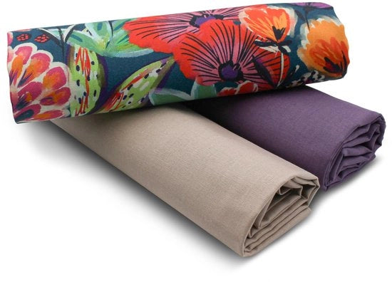 Set di tessuto in cotone 1,5m design + 2x tessuto a colori coordinati 100% cotone (Set88)