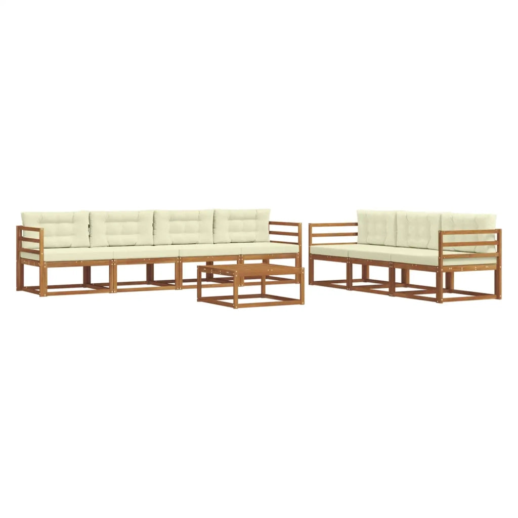 Set di divani da esterno con cuscino 8 pcs Naturale e Crema 3367283
