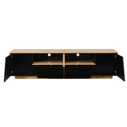 Mobile TV con LED; 2 ante; 2 cassetti e 2 vani semiaperti; frontale lucido; per soggiorno; nero; 180 × 40 × 46 cm