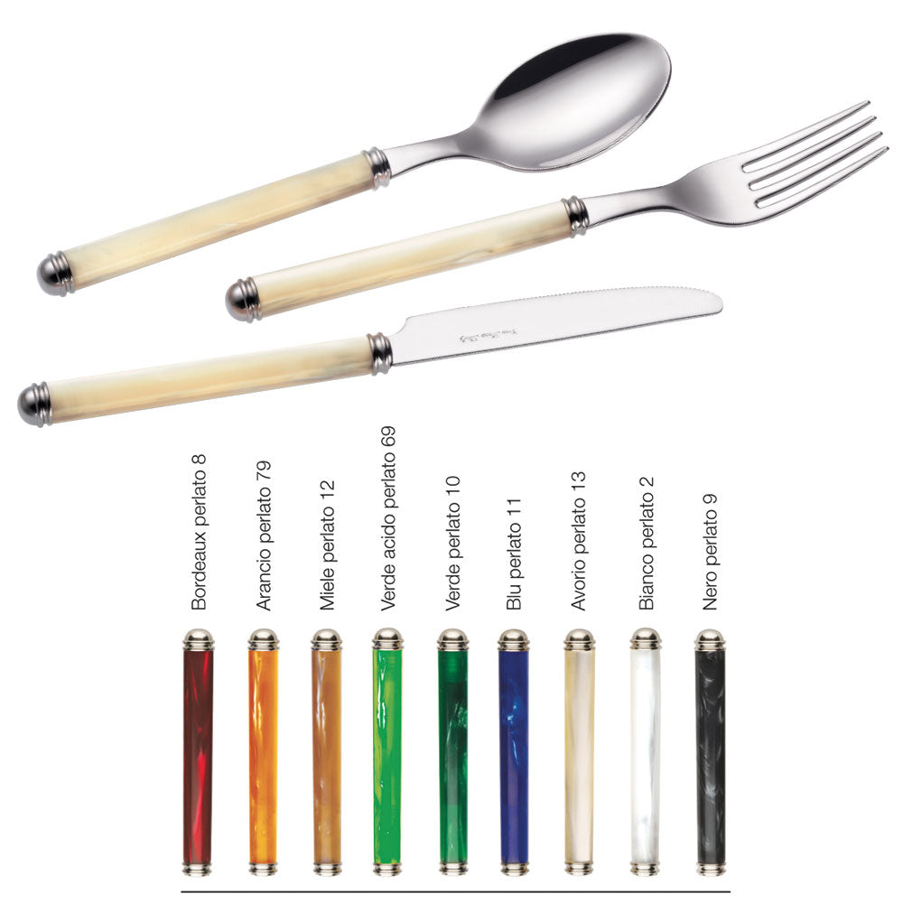 Servizio Set di Posate 24 pezzi in Acciaio Inox Eme Linea Perlato Avorio 13