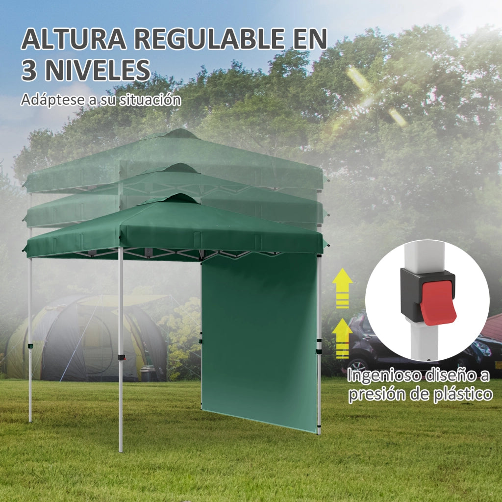 Gazebo pieghevole da giardino 2,5x2,5 m - Xylo - verde con parete laterale e sacchi di sabbia