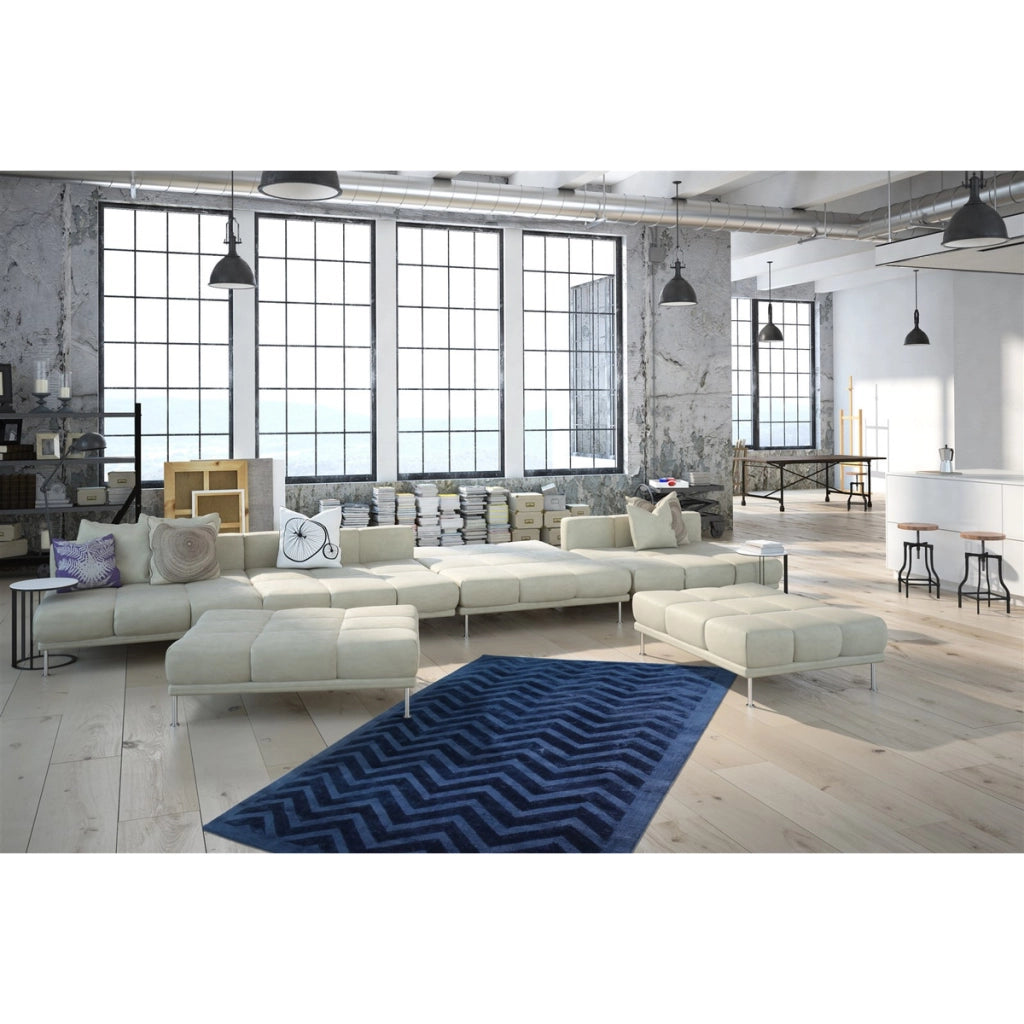 Tappeto Luxury 400 Marineblau a spina di pesce 80x150 cm