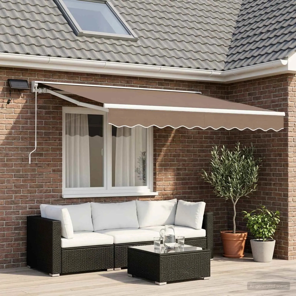 Cornice per Tenda Manuale con LED Tortora 2,5 x 2 m 3425582