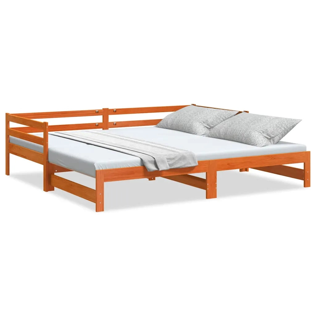 Divano con Letto Estraibile-Sofa Letto-Daybed Marrone Cera 90x200cm Massello Pino 420746