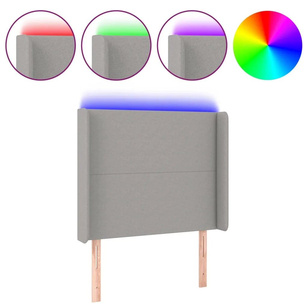 Testiera a LED-Testata con LED Grigio Chiaro 103x16x118/128 cm in Tessuto 965895