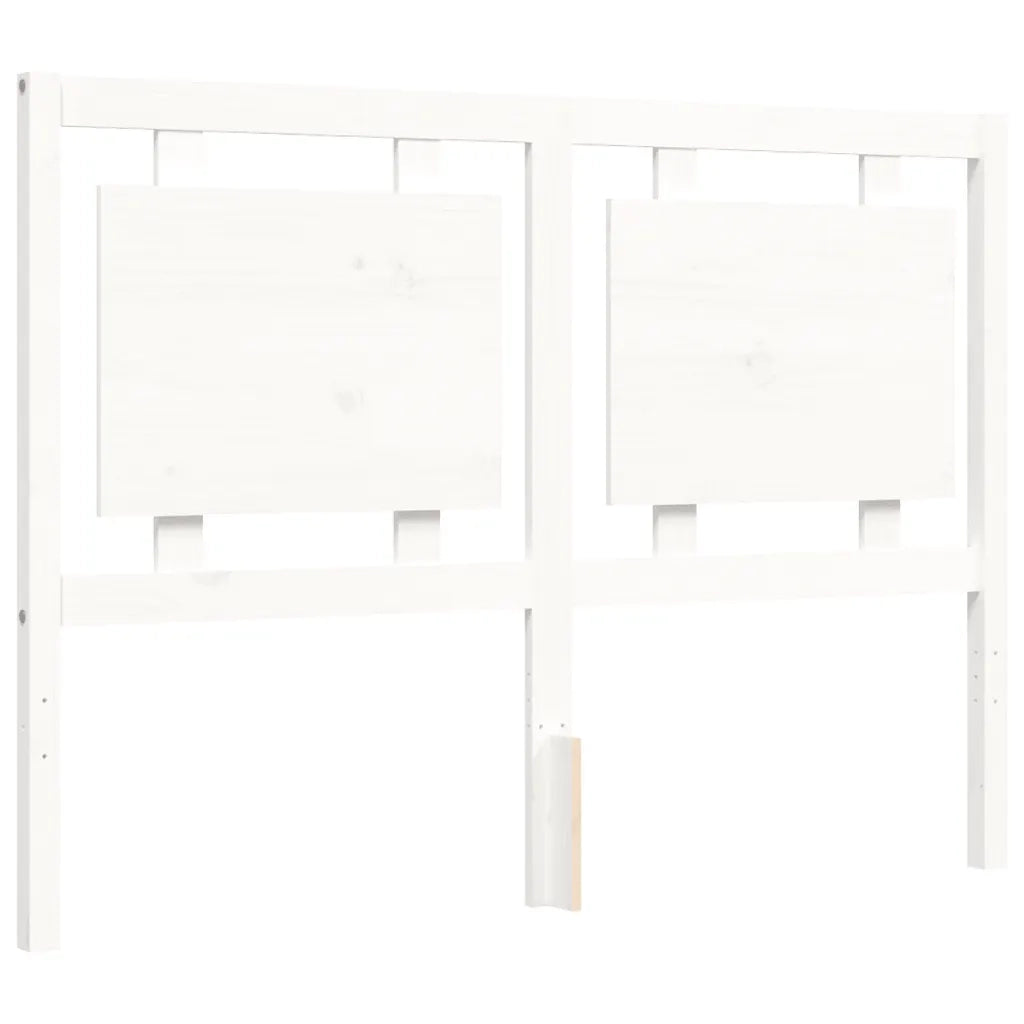 Giroletto con Testiera-Struttura Letto con testiera Bianco Small Double Legno Massello 699468