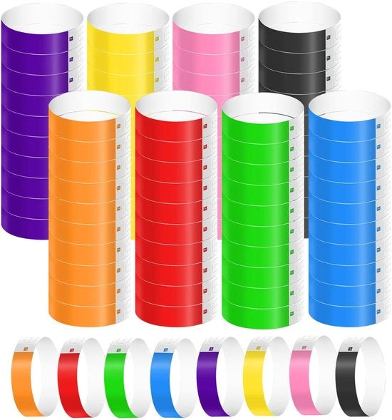 Polsbandi Acquari 800 pezzi - Impermeabili - Colori Neon - Bracciali in Carta - Eventi/Concerti - 25x1,9 cm - Braccialetti per Eventi