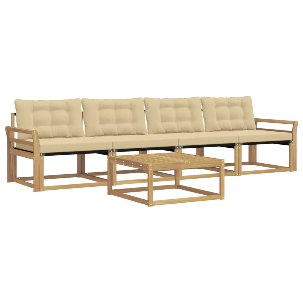 Set di divani da esterno 5 pcs Bianco e Beige 79 x 79 x 37 cm 3388399