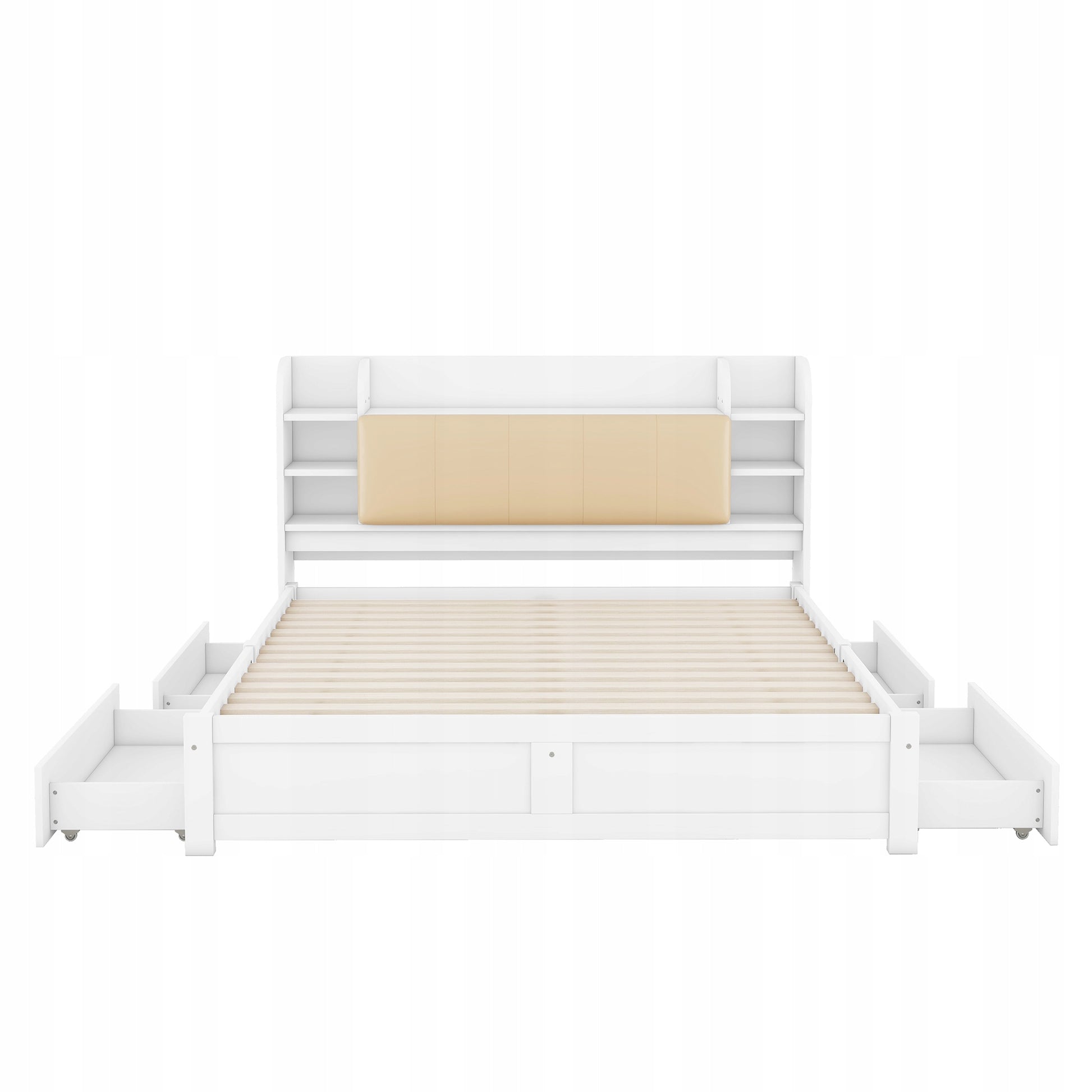 Letto matrimoniale con testiera - Xylo - 180x200 - Bianco - 4 cassetti