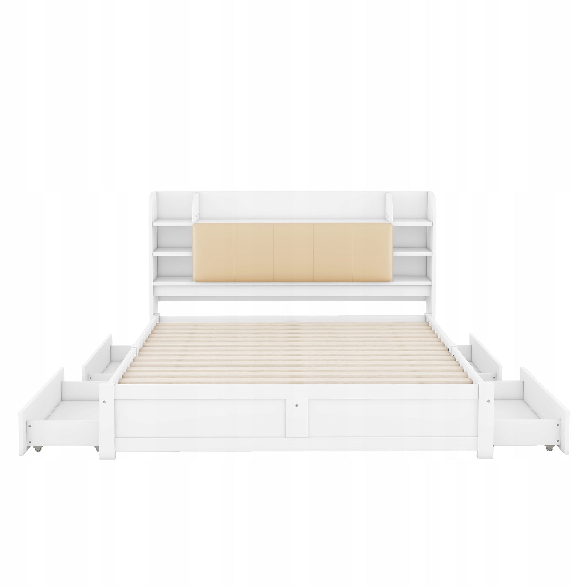 Letto matrimoniale con testiera - Xylo - 180x200 - Bianco - 4 cassetti