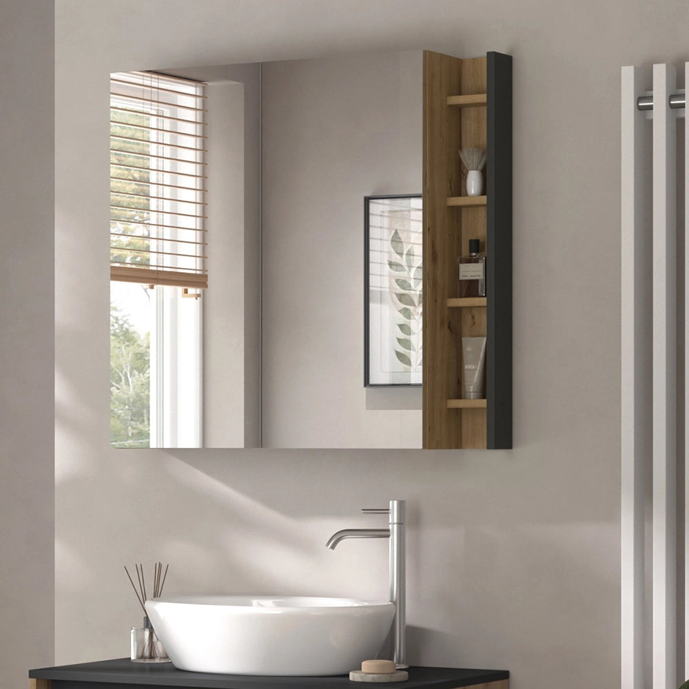 Vicco Specchio contenitore bagno Artigiano 80 x 75 cm con ripiani