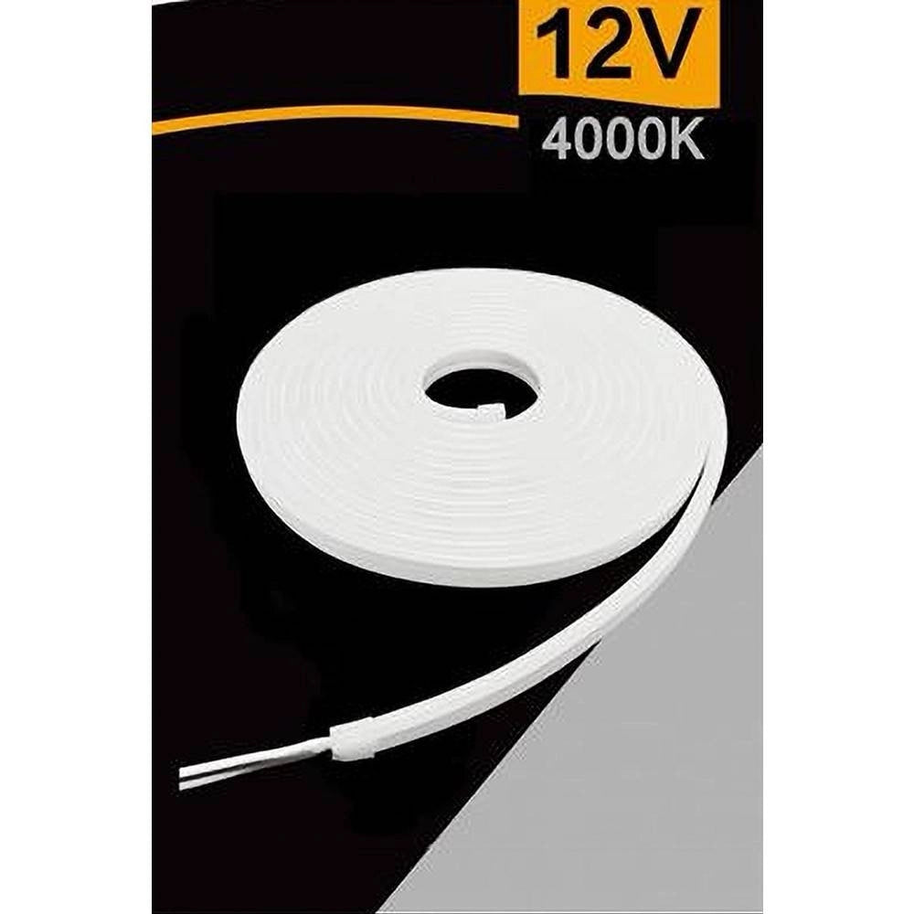 Trade Shop - Strip Led Neon Flessibile Striscia Decorativa 5 Mt Ip65 Vari Toni Di Luce U-12v - -bianco Naturale      -