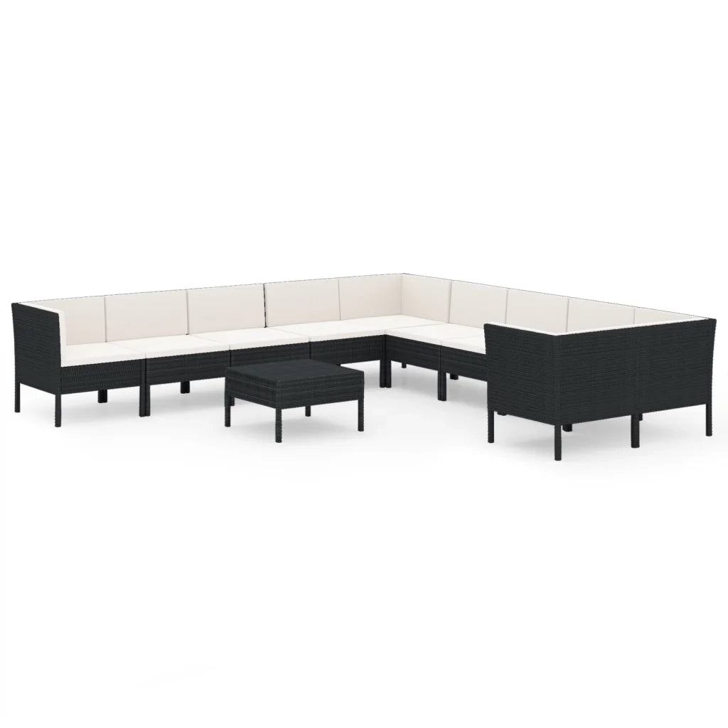 Set Divani da Giardino 11 pz con Cuscini in Polyrattan Nero cod mxl 38408