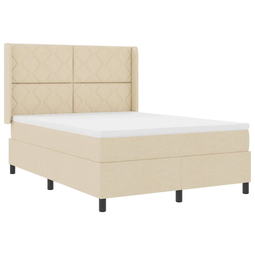 Letto a Sorgente LED con materasso Crema 160 x 200 cm Tessuto 3343579