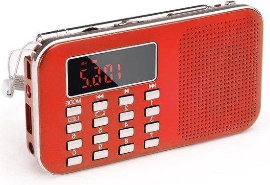 Radio portatile AM-FM con slot TF Card e connessione USB, batteria 1200mAh. Frequenze commerciali e stazioni radio [solo automatiche].