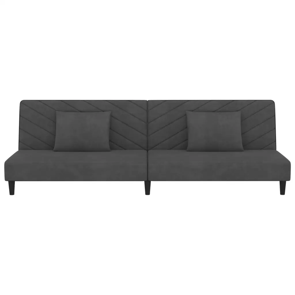Divano Letto a 2 Posti con 2 Cuscini Grigio Scuro in Velluto 375911